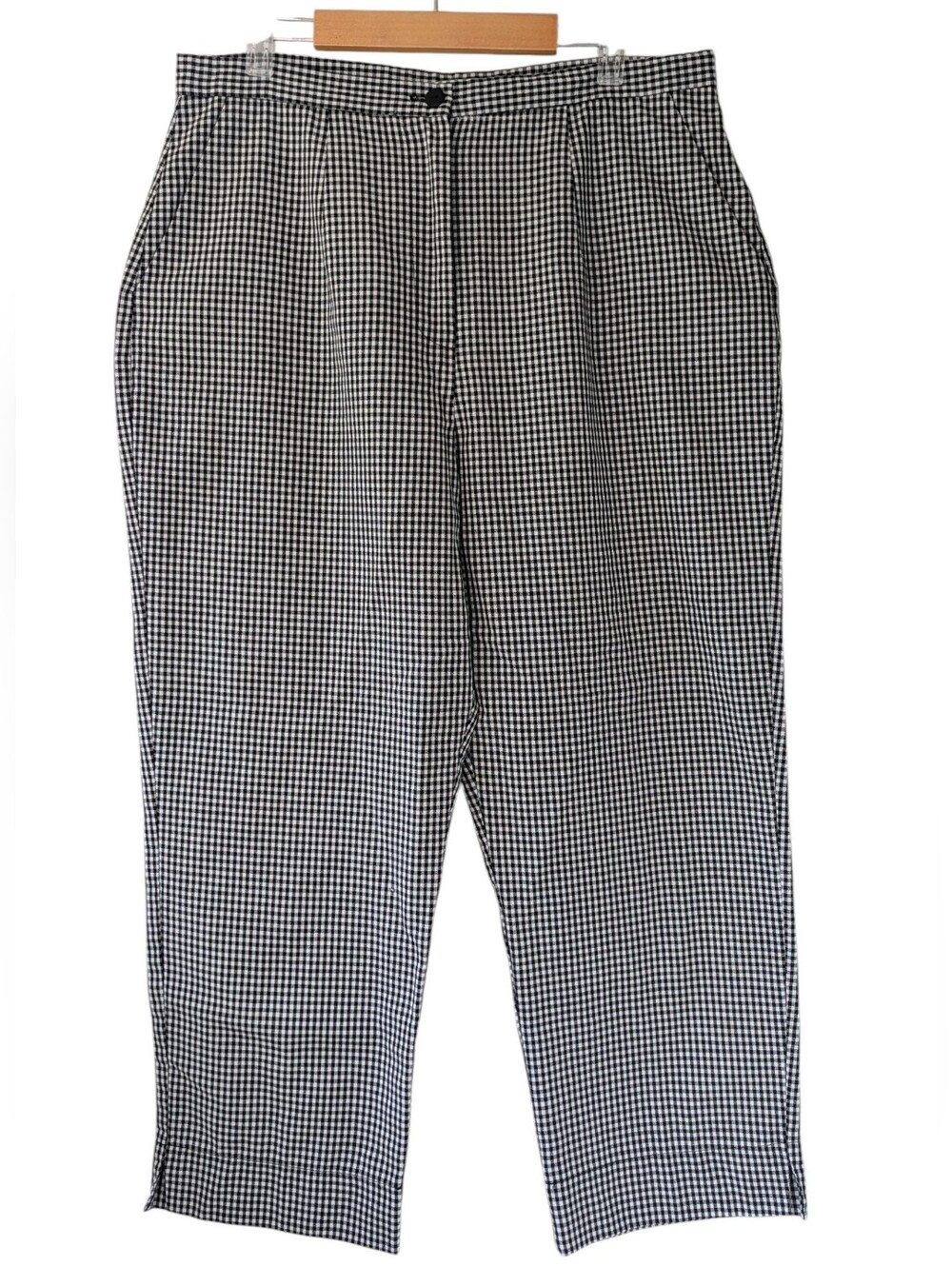 90s Vintage Gingham Black And White High Rise Capris